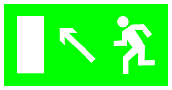 E06 направление к эвакуационному выходу налево вверх (пленка, 300х150 мм) - Знаки безопасности - Эвакуационные знаки - . Магазин Znakstend.ru