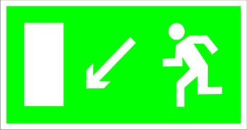E08 направление к эвакуационному выходу налево вниз (пленка, 300х150 мм) - Знаки безопасности - Эвакуационные знаки - . Магазин Znakstend.ru
