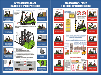 ПС50 Безопасность работ с электропогрузчиками (пленка самокл., А2, 2 листа) - Плакаты - Охрана труда на складе - . Магазин Znakstend.ru